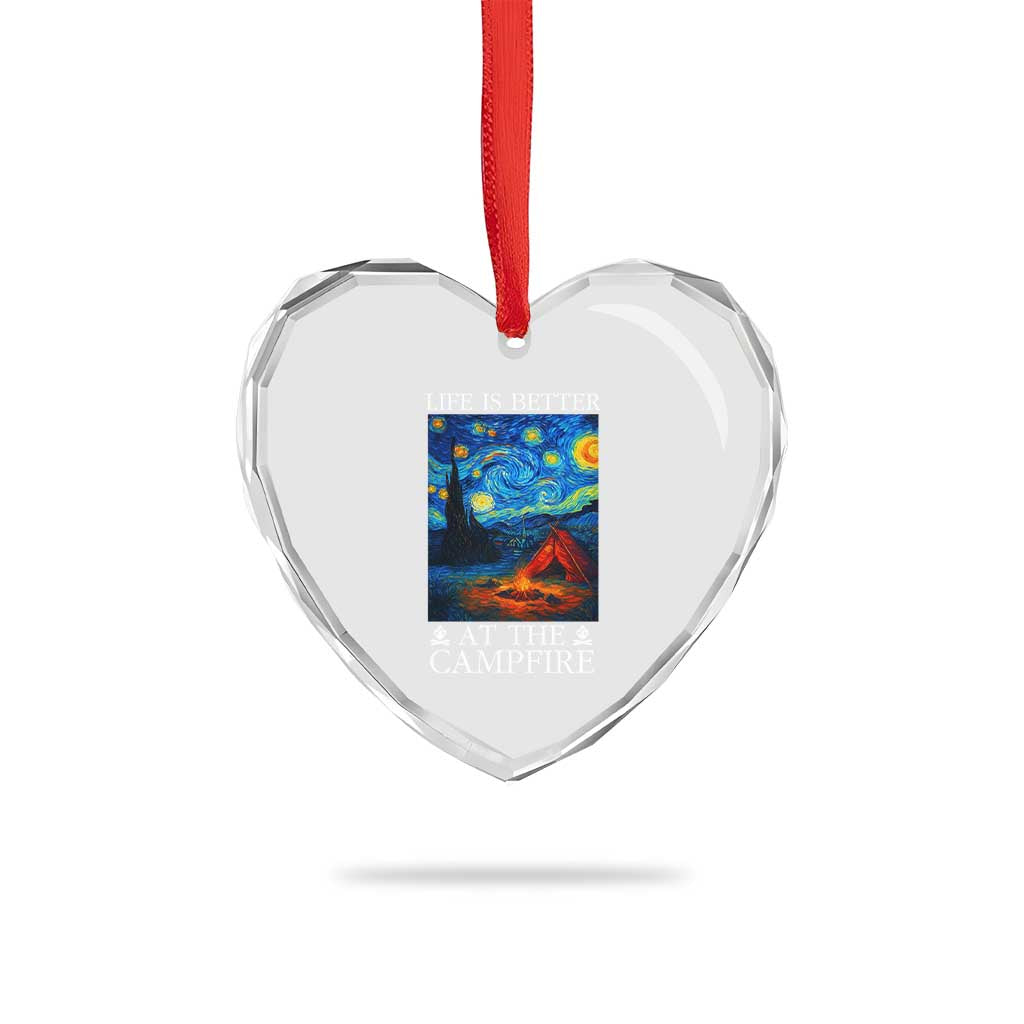 Funny Camping Heart Crystal Glass Ornament Life Is Better At The Campfire - Wonder Print Shop