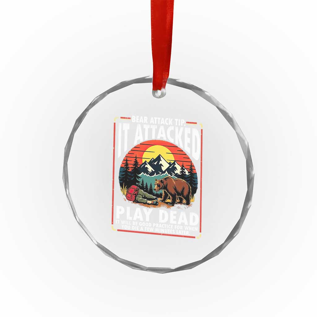 Funny Camping Hiking Sarcastic Crystal Glass Ornament Bear Attack Tip - Wonder Print Shop
