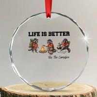 Funny Camping Raccoon Crystal Glass Ornament Life Is Better By The Campfire