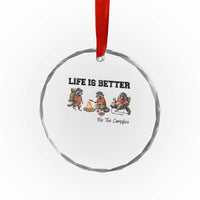 Funny Camping Raccoon Crystal Glass Ornament Life Is Better By The Campfire