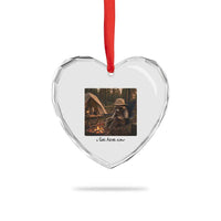 Funny Camping Raccoon Heart Crystal Glass Ornament I Live Here Now Outdoor Lover