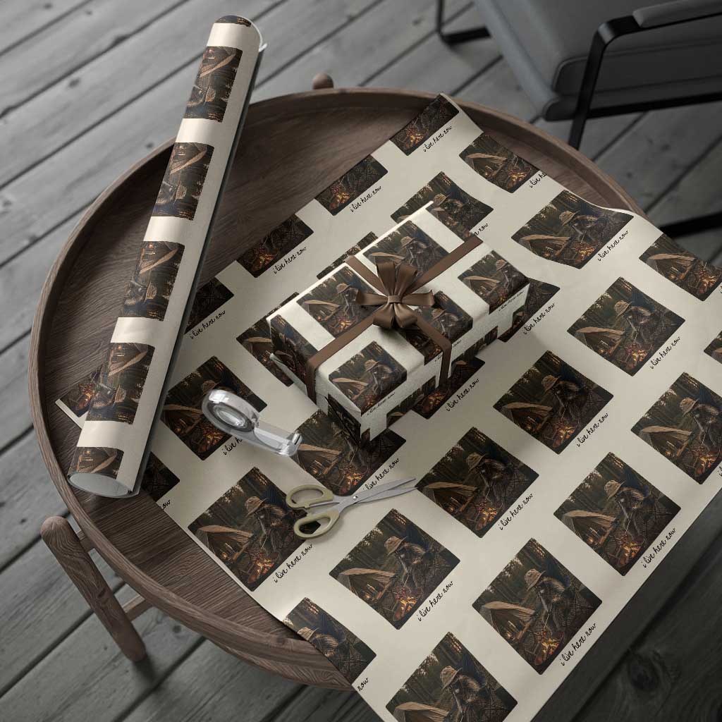 Funny Camping Raccoon Wrapping Paper Roll I Live Here Now Outdoor Lover