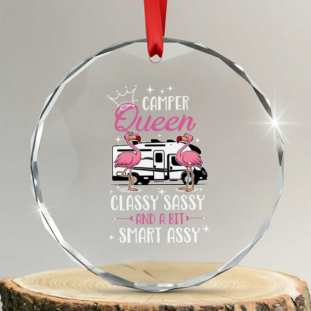 Funny Camping RV Crystal Glass Ornament Camper Queen Classy Sassy And A Bit Smart Assy - Wonder Print Shop