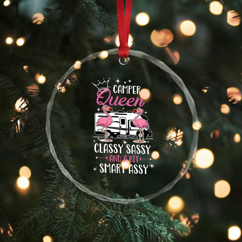 Funny Camping RV Crystal Glass Ornament Camper Queen Classy Sassy And A Bit Smart Assy - Wonder Print Shop