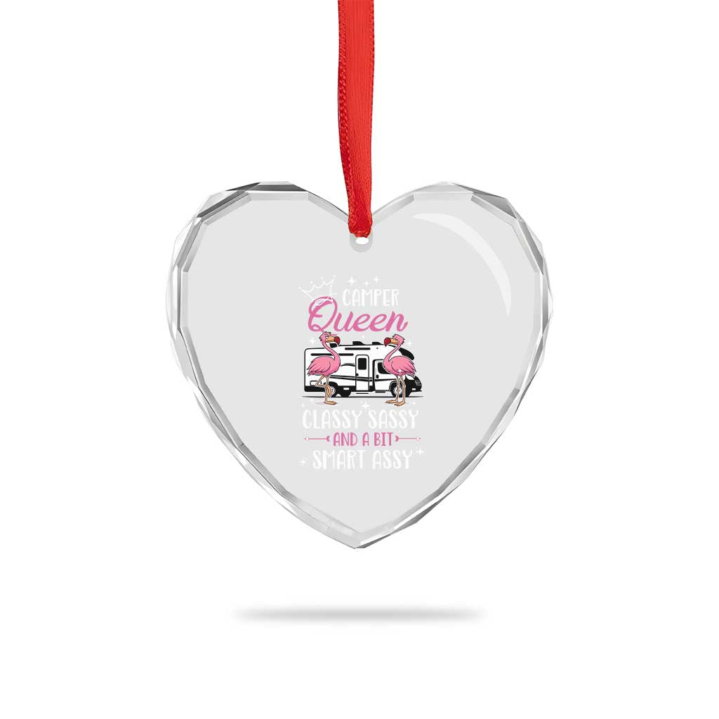 Funny Camping RV Heart Crystal Glass Ornament Camper Queen Classy Sassy And A Bit Smart Assy - undefined