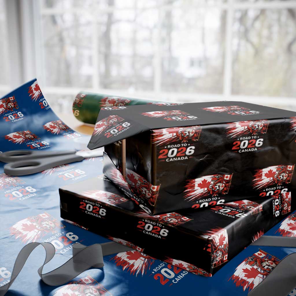Funny Canada Soccer Dinosaur Wrapping Paper Roll Road To 2026