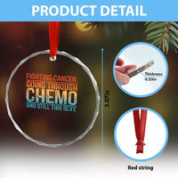 Funny Cancer Fighter Crystal Glass Ornament Inspirational Quote Chemo Patient Gift TS10