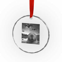 Funny Capybara Crystal Glass Ornament Selfie With UFOs Capy Meme Graphic TS02