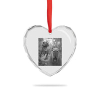 Funny Capybara Selfie With Dinosaur Meme Heart Crystal Glass Ornament Animal Humor Gift - Wonder Print Shop