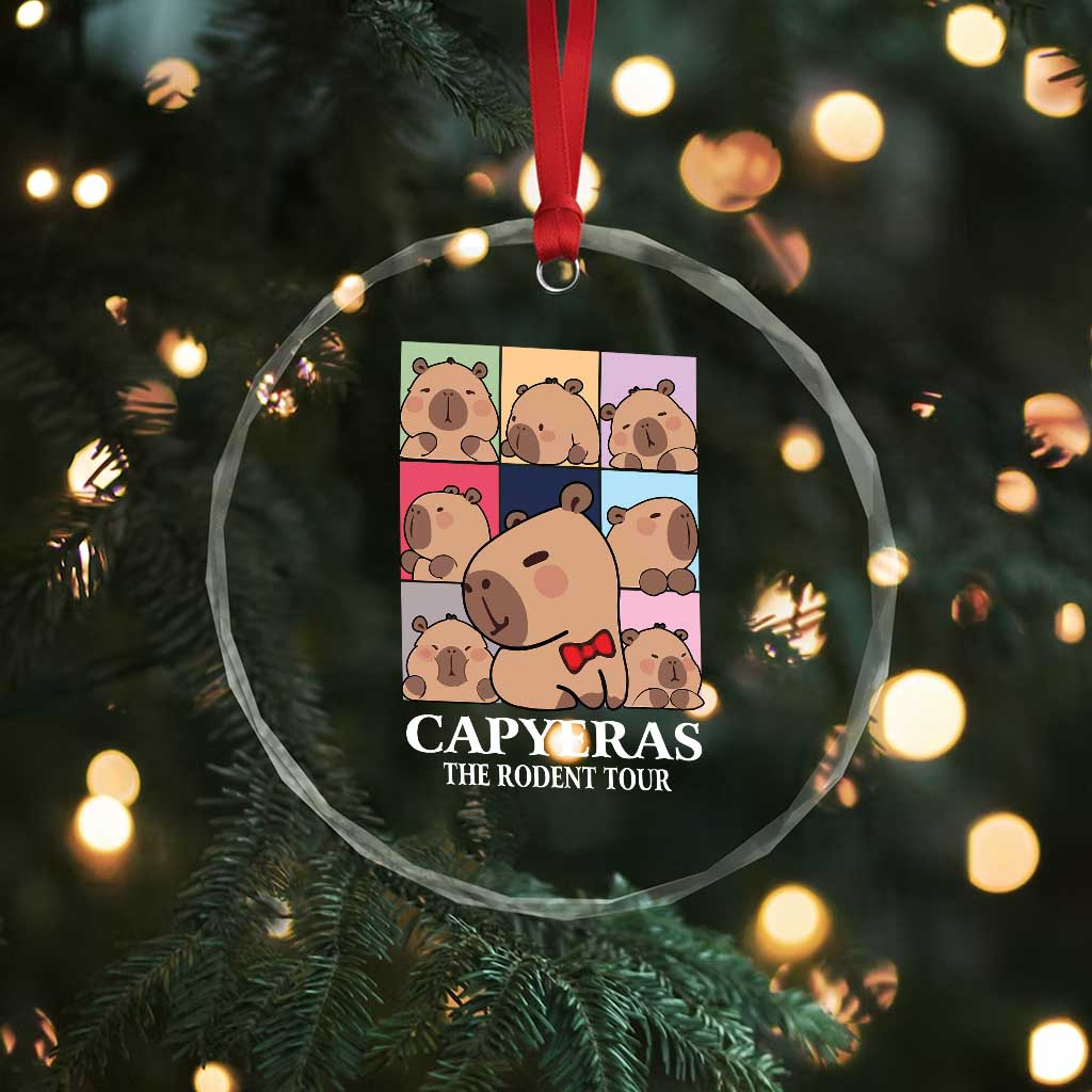 Funny Capybara Xmas Crystal Glass Ornament Capyeras The Rodent Tour TS09