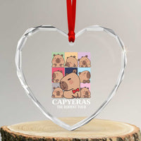 Funny Capybara Xmas Heart Crystal Glass Ornament Capyeras The Rodent Tour - Wonder Print Shop