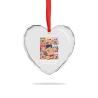Funny Capybara Xmas Heart Crystal Glass Ornament Capyeras The Rodent Tour - Wonder Print Shop