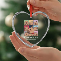 Funny Capybara Xmas Heart Crystal Glass Ornament Capyeras The Rodent Tour - Wonder Print Shop