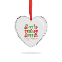 Funny Capybara Xmas Heart Crystal Glass Ornament Cute Capy Coquette Bow - Wonder Print Shop