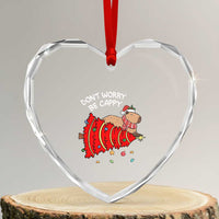 Funny Capybara Xmas Heart Crystal Glass Ornament Don't Worry Be Capy - Wonder Print Shop