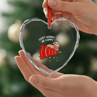 Funny Capybara Xmas Heart Crystal Glass Ornament Don't Worry Be Capy - Wonder Print Shop