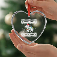 Funny Capybara Xmas Heart Crystal Glass Ornament Have A Capy Christmas Light - Wonder Print Shop