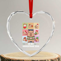 Funny Capybara Xmas Heart Crystal Glass Ornament In My Christmas Era - Wonder Print Shop
