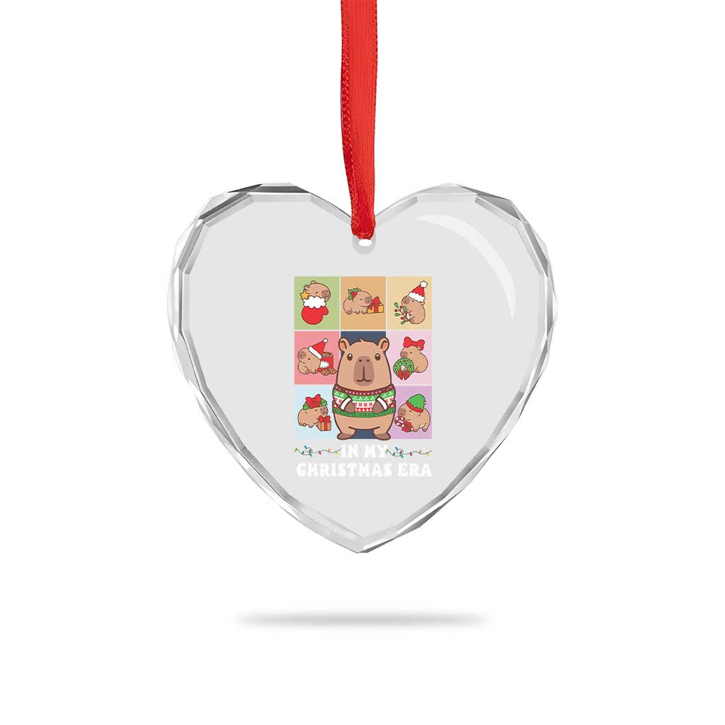Funny Capybara Xmas Heart Crystal Glass Ornament In My Christmas Era - Wonder Print Shop