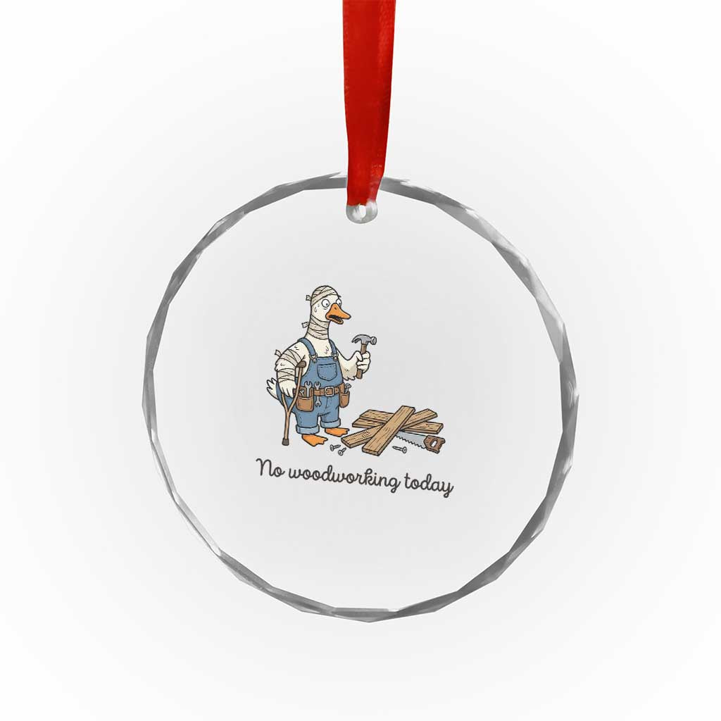 Funny Carpenter Duck Crystal Glass Ornament No Woodworking Today