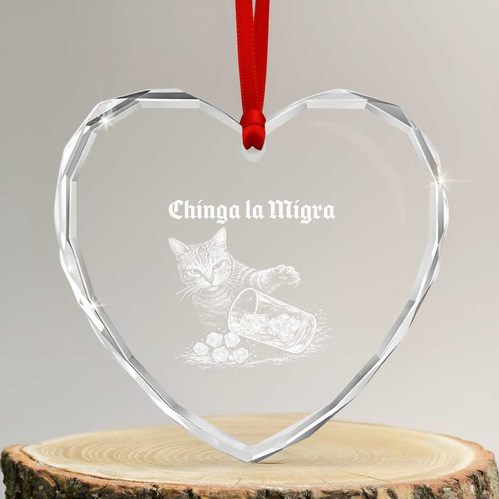 Funny Cat Anti ICE Meme Heart Crystal Glass Ornament