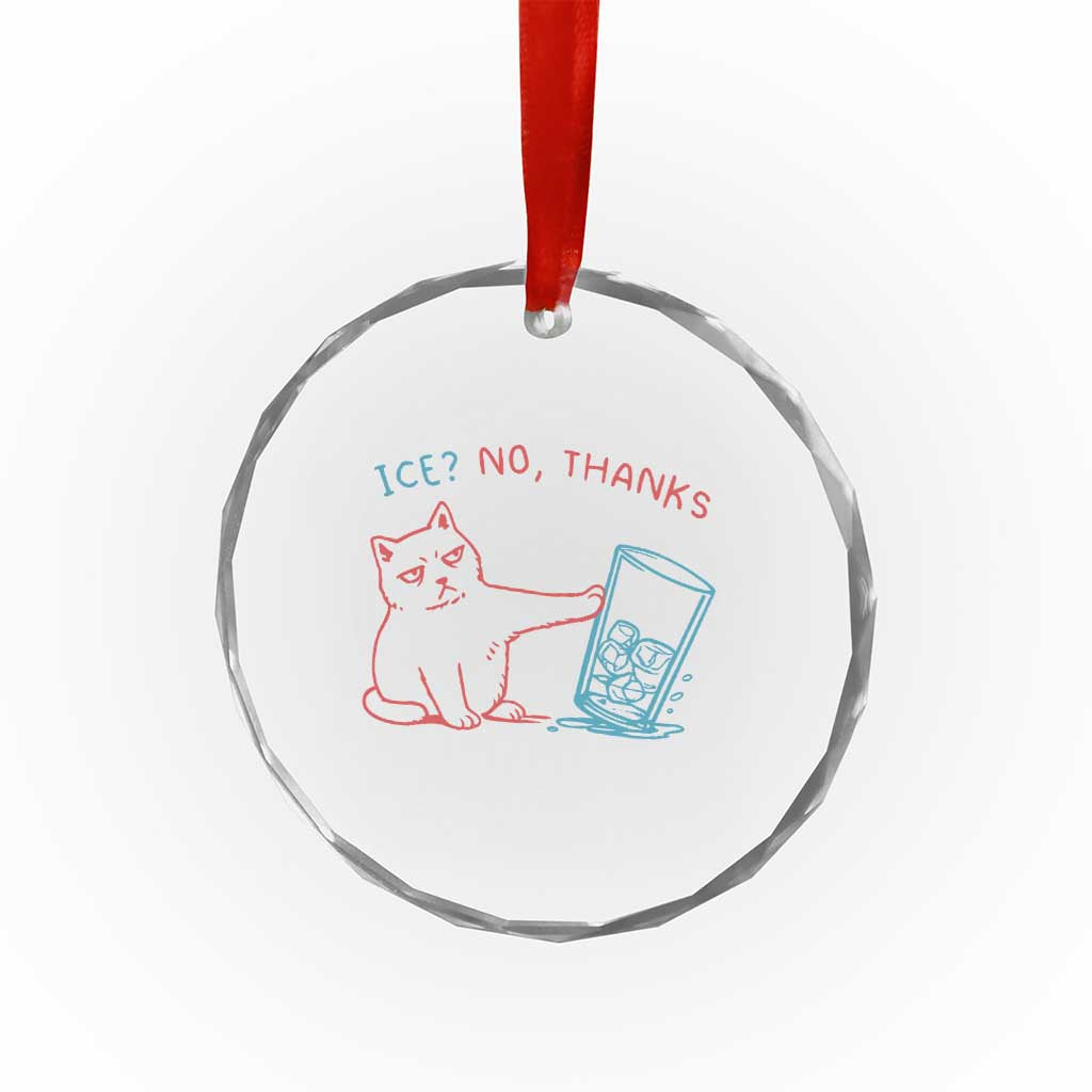 Funny Cat Anti ICE Political Protest Crystal Glass Ornament Ice? No Thanks