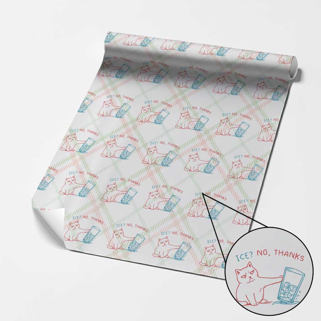 Funny Cat Anti ICE Political Protest Wrapping Paper Roll Ice? No Thanks