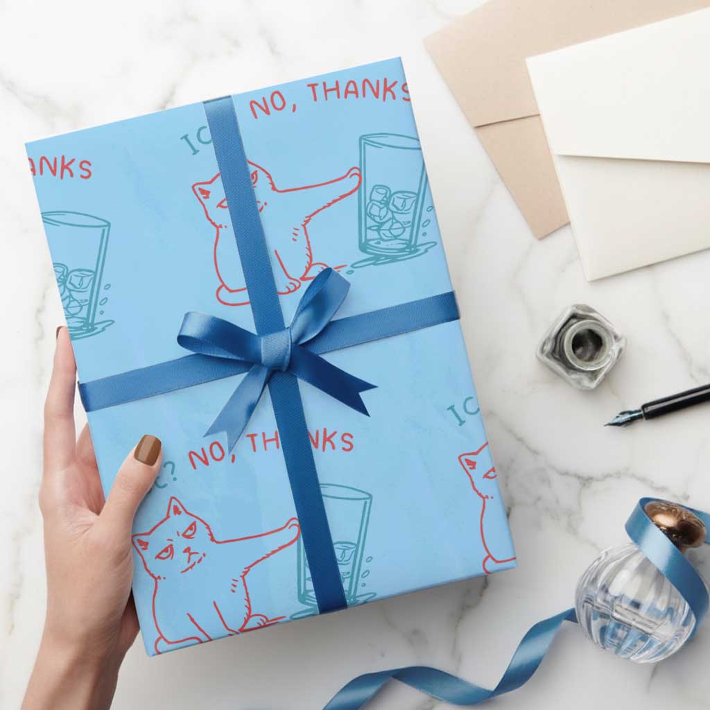 Funny Cat Anti ICE Political Protest Wrapping Paper Roll Ice? No Thanks