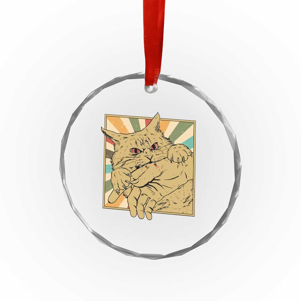 Funny Cat Bite Horror Anime Crazy Kitten Japanese Crystal Glass Ornament - Wonder Print Shop