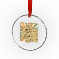 Funny Cat Bite Horror Anime Crazy Kitten Japanese Crystal Glass Ornament - Wonder Print Shop