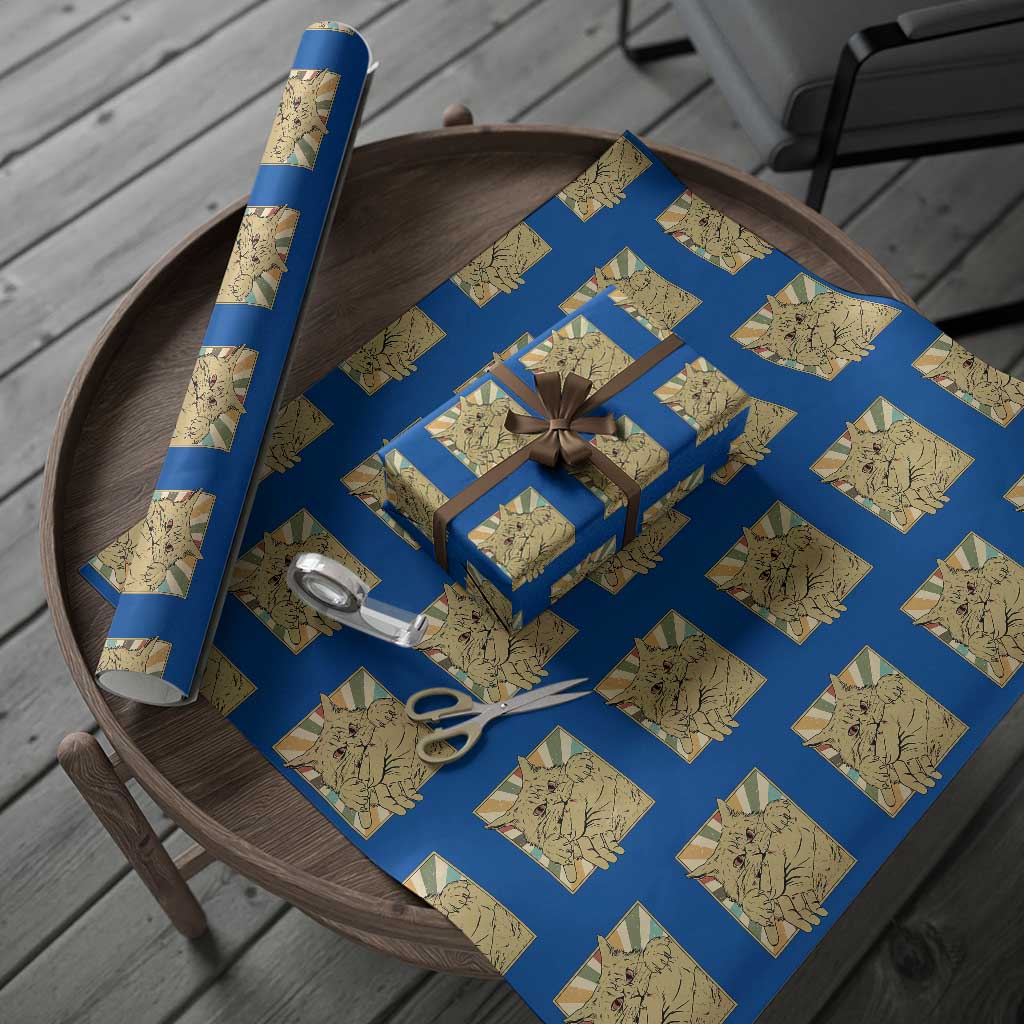 Funny Cat Bite Horror Anime Crazy Kitten Japanese Wrapping Paper Roll - Wonder Print Shop