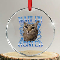 Funny Cat Blue Flame Y2K Bootleg Meme Graphic Crystal Glass Ornament Wait Im Goated Retro Internet Culture Humor