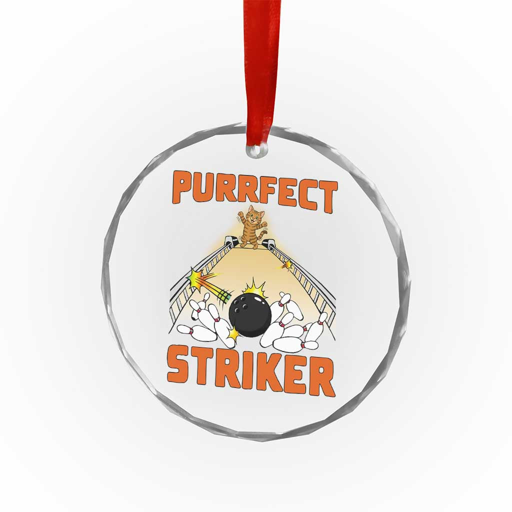 Funny Cat Bowling Gift Crystal Glass Ornament Purrfect Striker - Wonder Print Shop