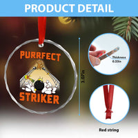 Funny Cat Bowling Gift Crystal Glass Ornament Purrfect Striker - Wonder Print Shop