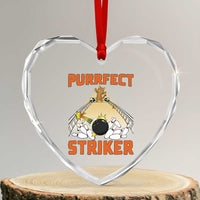 Funny Cat Bowling Gift Heart Crystal Glass Ornament Purrfect Striker - Wonder Print Shop