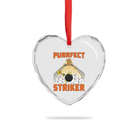 Funny Cat Bowling Gift Heart Crystal Glass Ornament Purrfect Striker - Wonder Print Shop