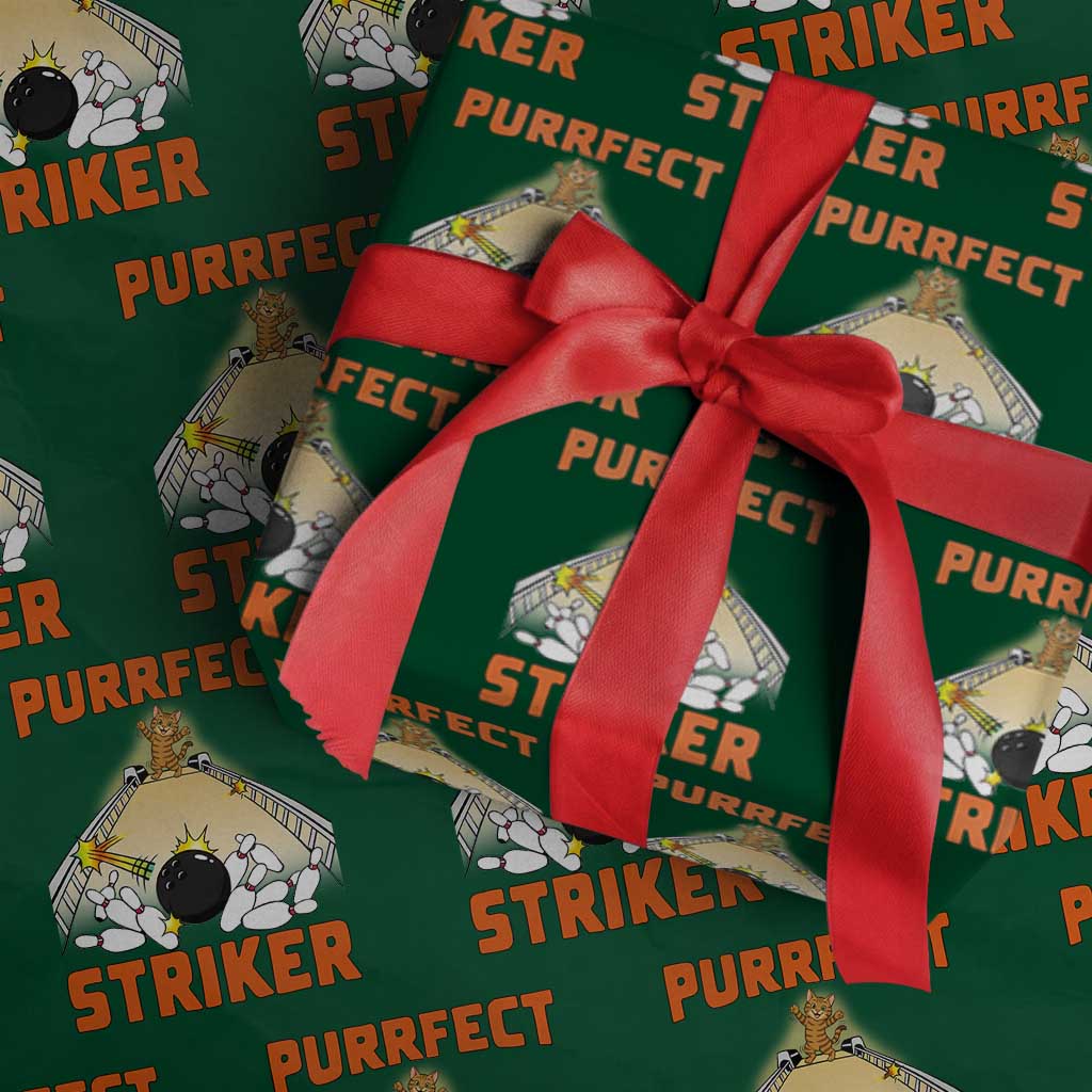 Funny Cat Bowling Gift Wrapping Paper Roll Purrfect Striker - Wonder Print Shop