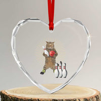 Funny Cat Bowling Meme Heart Crystal Glass Ornament Gift For Bowlers - Wonder Print Shop