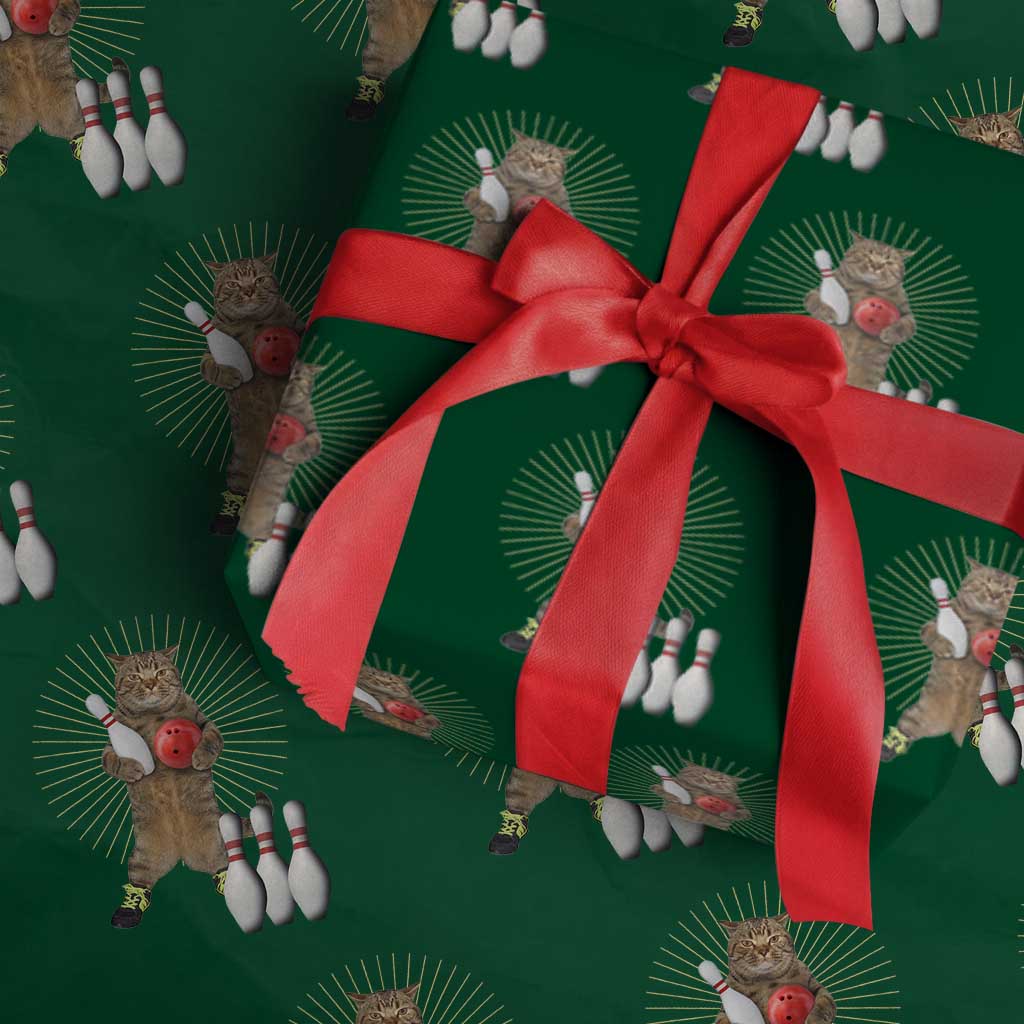 Funny Cat Bowling Meme Wrapping Paper Roll Gift For Bowlers - Wonder Print Shop