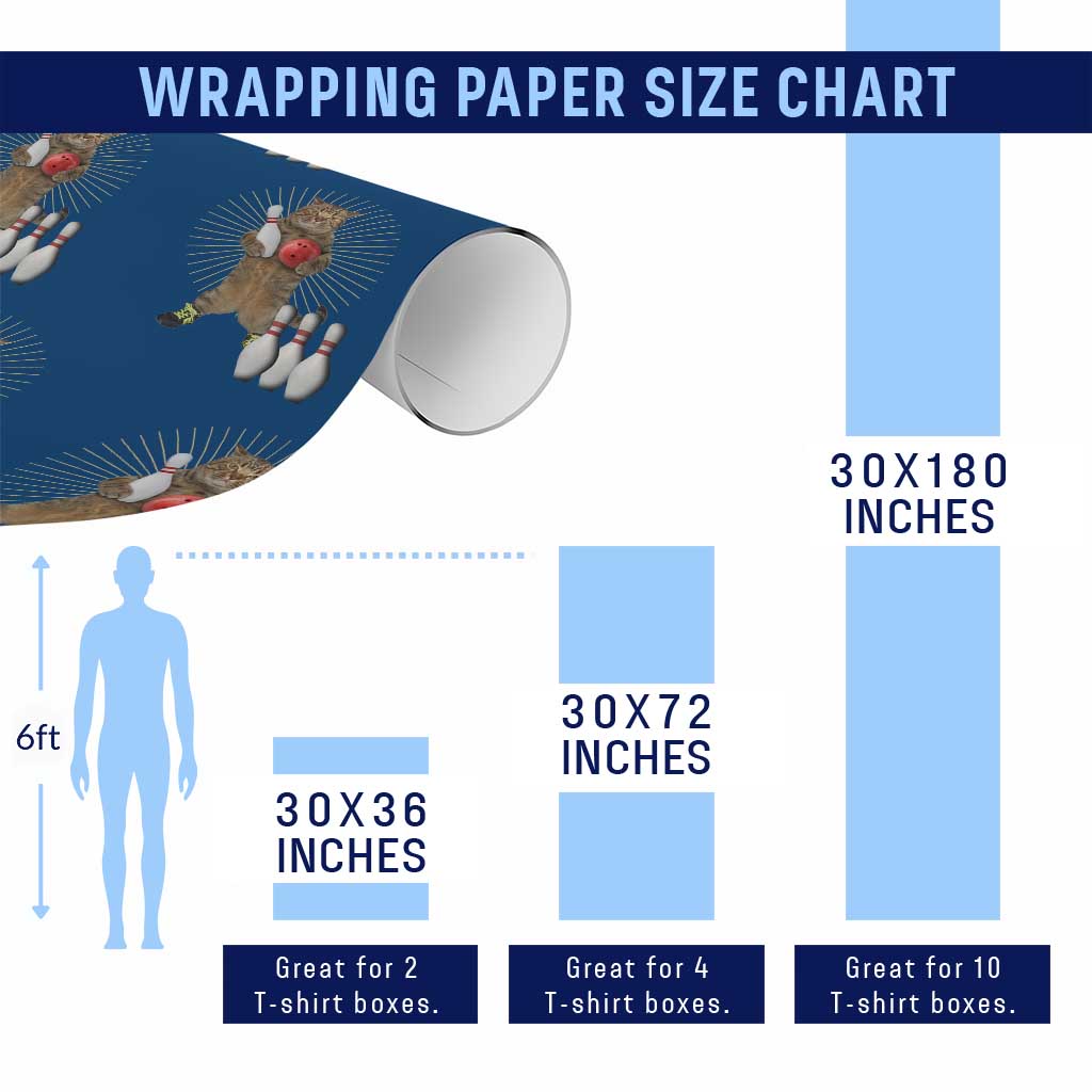Funny Cat Bowling Meme Wrapping Paper Roll Gift For Bowlers - Wonder Print Shop