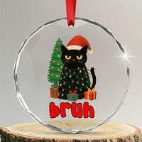 Funny Cat Bruh Christmas Crystal Glass Ornament Silly Meme Kitty Xmas - Wonder Print Shop