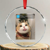 Funny Cat Christmas Crystal Glass Ornament Ring There is Motion at Your Front Door Meme Xmas Tree - Wonder Print Shop