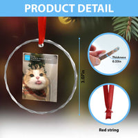 Funny Cat Christmas Crystal Glass Ornament Ring There is Motion at Your Front Door Meme Xmas Tree - Wonder Print Shop