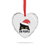 Funny Cat Christmas Heart Crystal Glass Ornament Ew People Anti Social Grumpy Cat Xmas - Wonder Print Shop