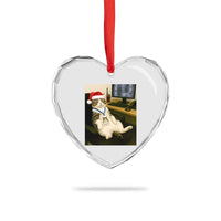 Funny Cat Christmas Heart Crystal Glass Ornament Night Time Security Guard - Wonder Print Shop