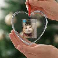 Funny Cat Christmas Heart Crystal Glass Ornament Ring There is Motion at Your Front Door Meme Xmas Tree - Wonder Print Shop