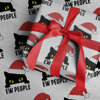 Funny Cat Christmas Wrapping Paper Roll Ew People Anti Social Grumpy Cat Xmas - Wonder Print Shop