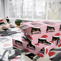 Funny Cat Christmas Wrapping Paper Roll Ew People Anti Social Grumpy Cat Xmas - Wonder Print Shop