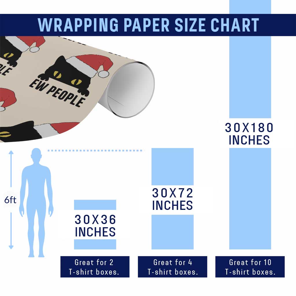 Funny Cat Christmas Wrapping Paper Roll Ew People Anti Social Grumpy Cat Xmas - Wonder Print Shop