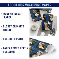 Funny Cat Christmas Wrapping Paper Roll Night Time Security Guard - Wonder Print Shop